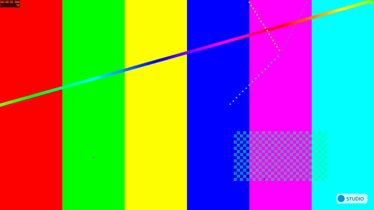 A frame of the result: the demo logo, slightly see-through, in the bottom right corner of the 1080p picture.