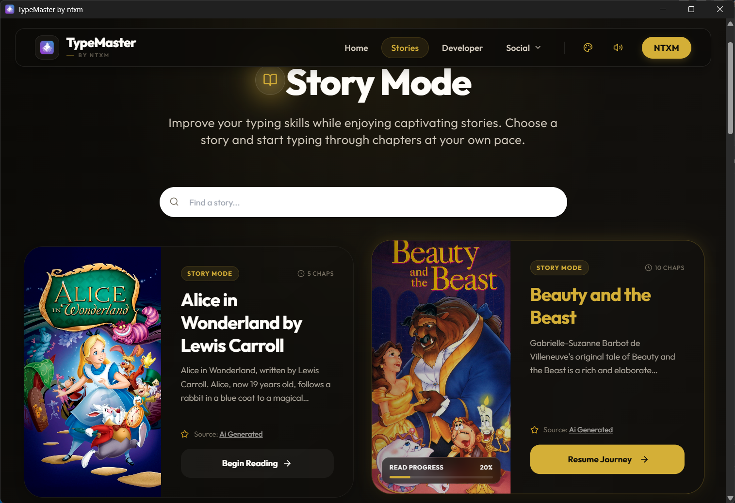 Free Story-Based Typing Practice — Type Classic Books, Not Random Words