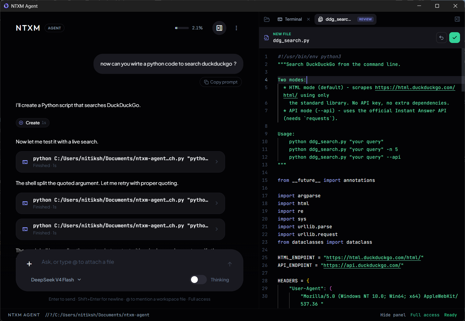 NTXM Agent code edit review